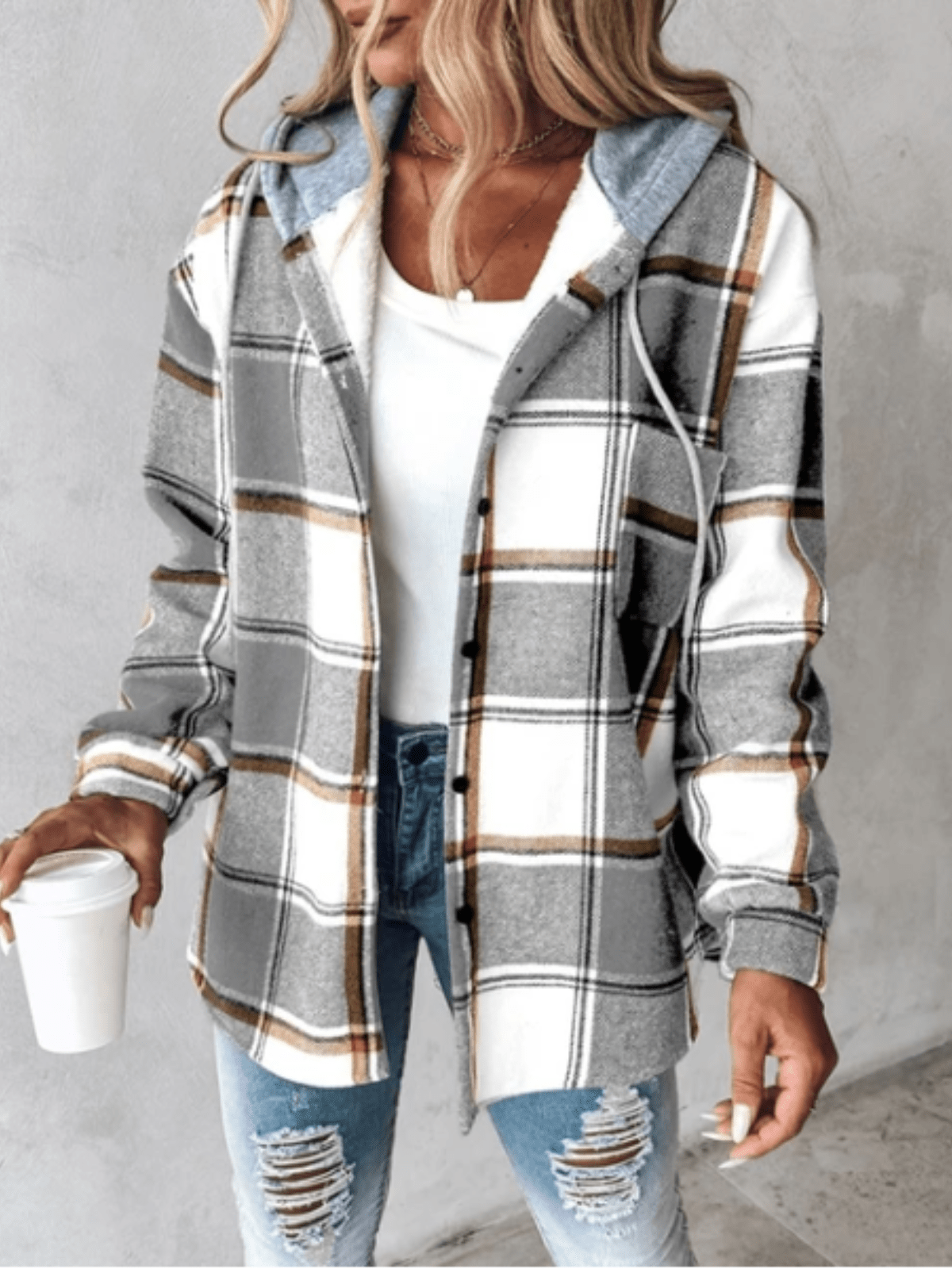 Harlow | Chamarra-Camisa a Cuadros con Capucha