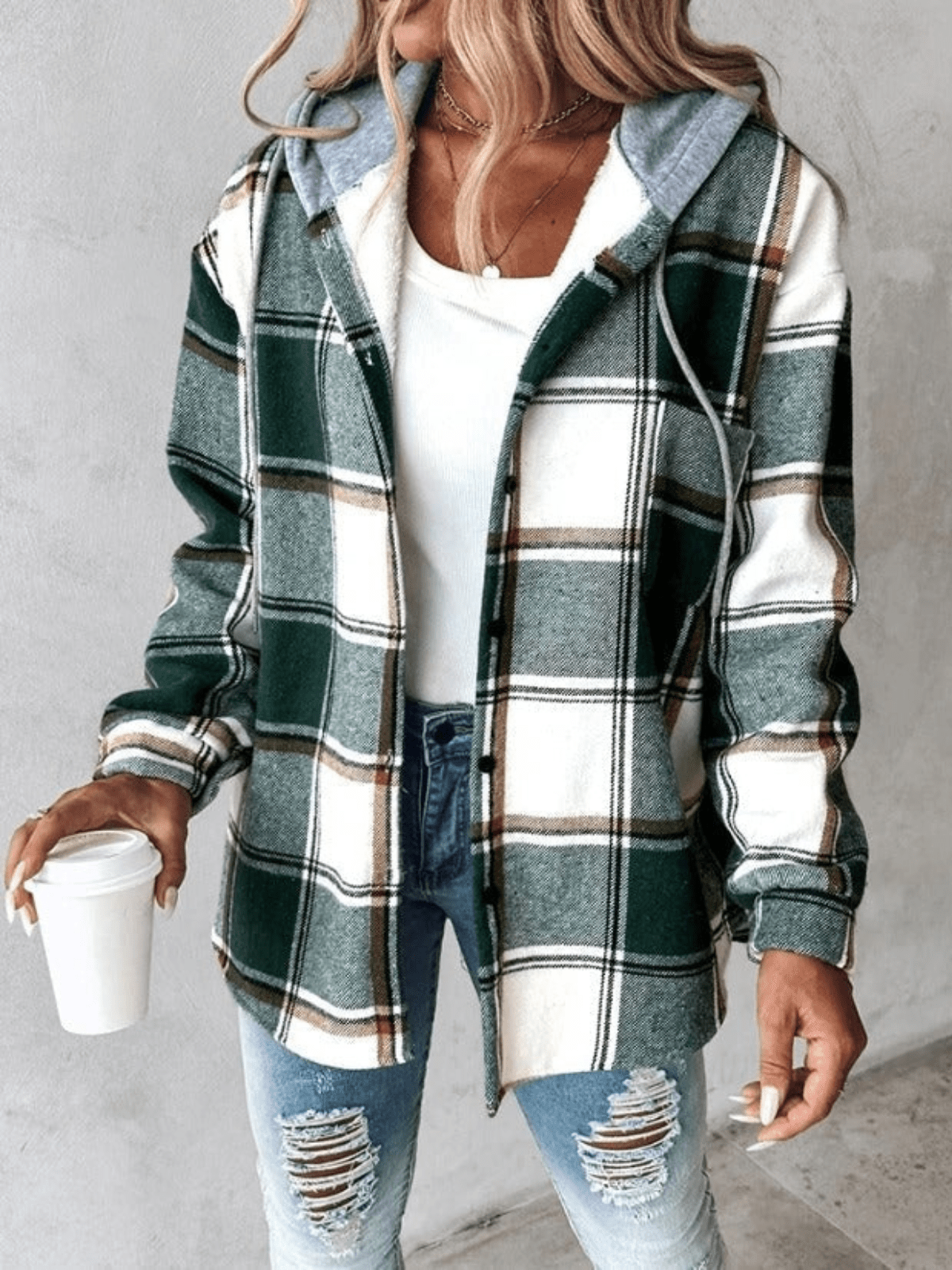 Harlow | Chamarra-Camisa a Cuadros con Capucha