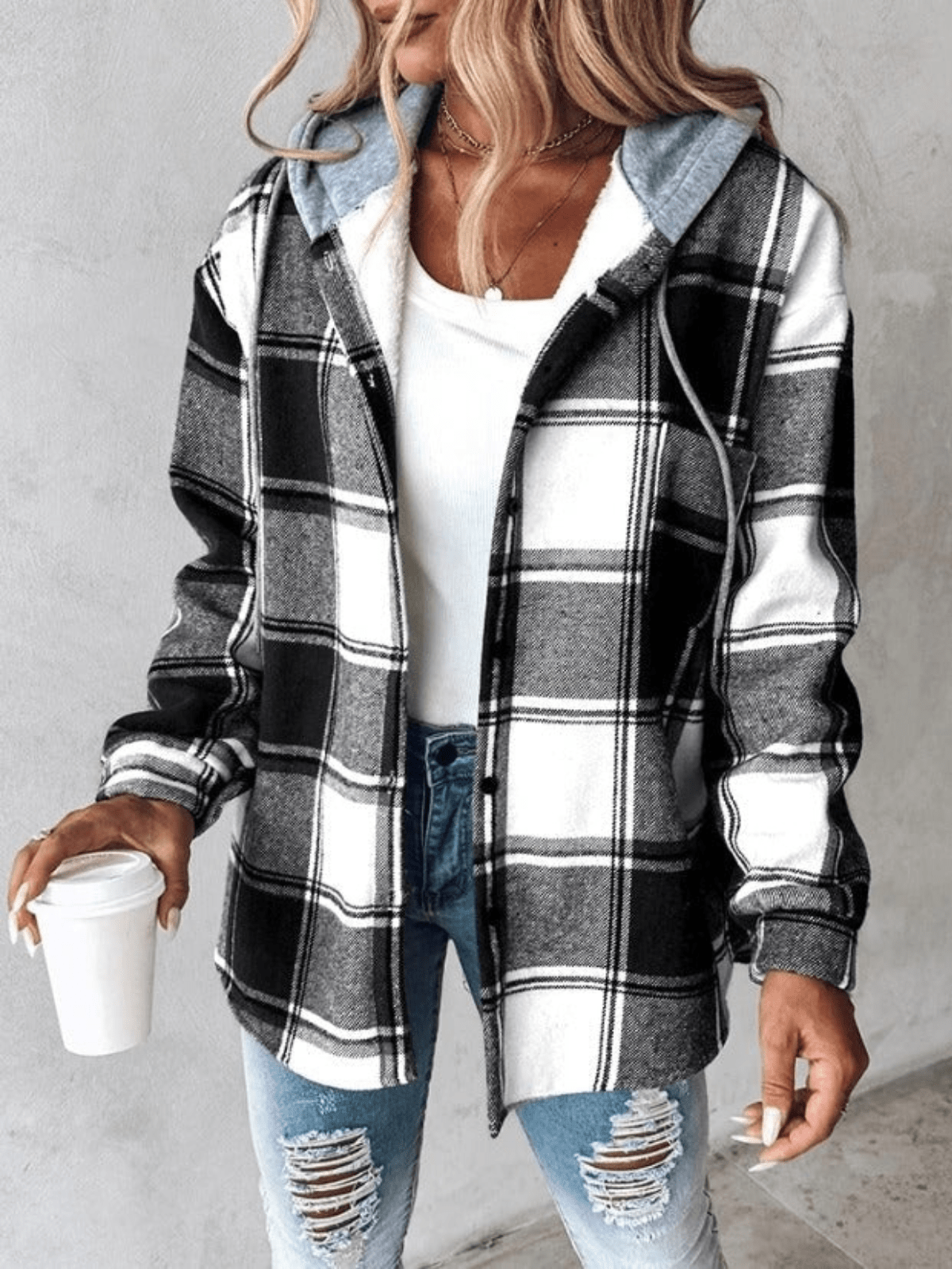 Harlow | Chamarra-Camisa a Cuadros con Capucha