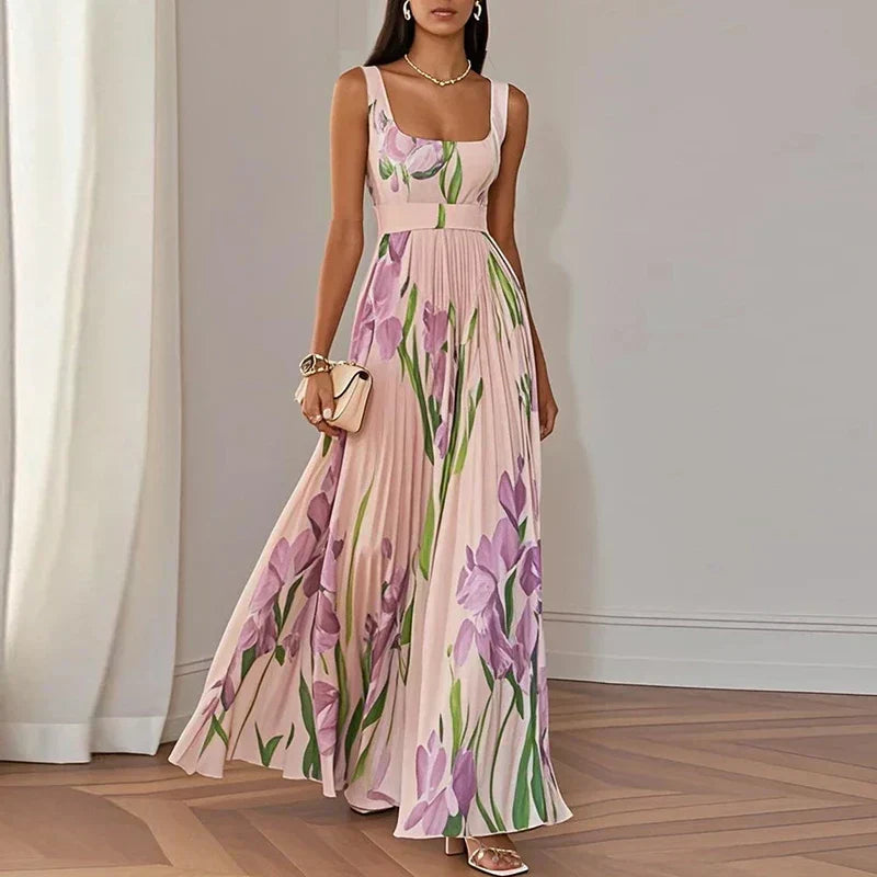 Oriah | Vestido Largo de Mujer Floral Corte A de Seda
