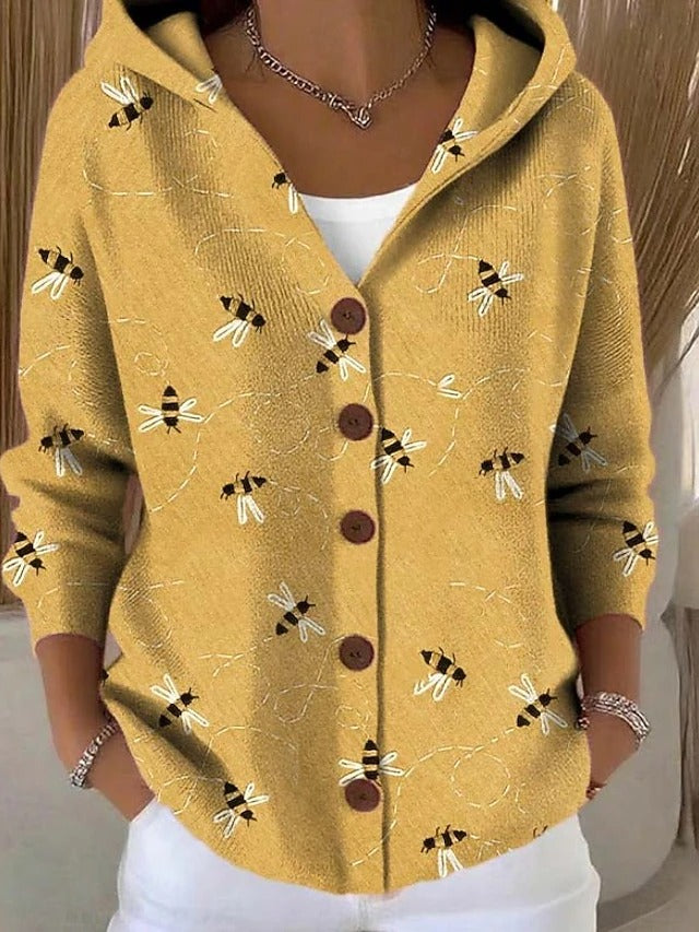 Paloma | Chamarra de Punto Estampada con Capucha