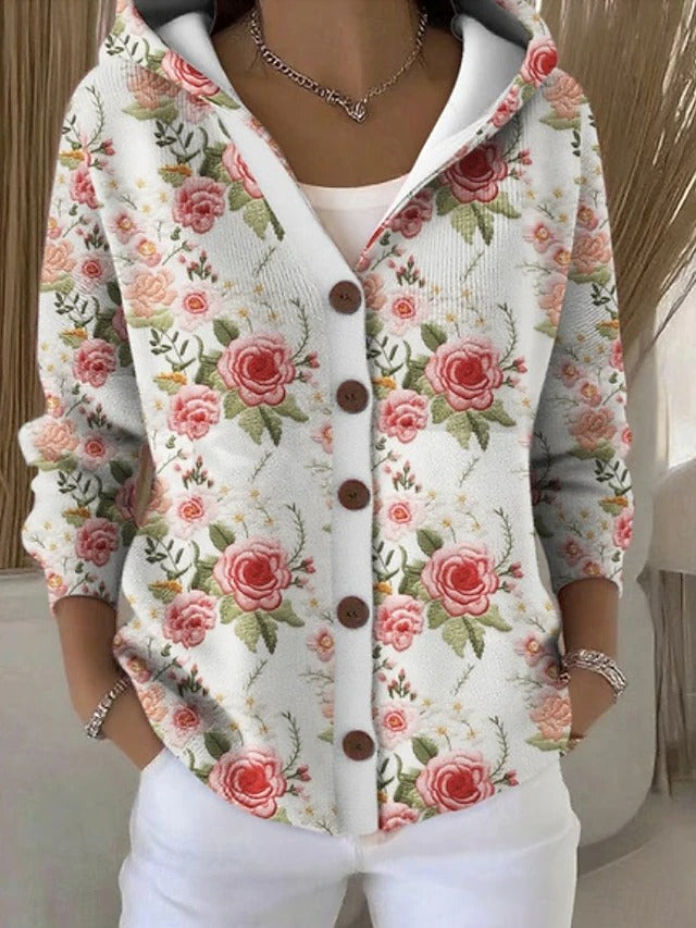 Paloma | Chamarra de Punto Estampada con Capucha