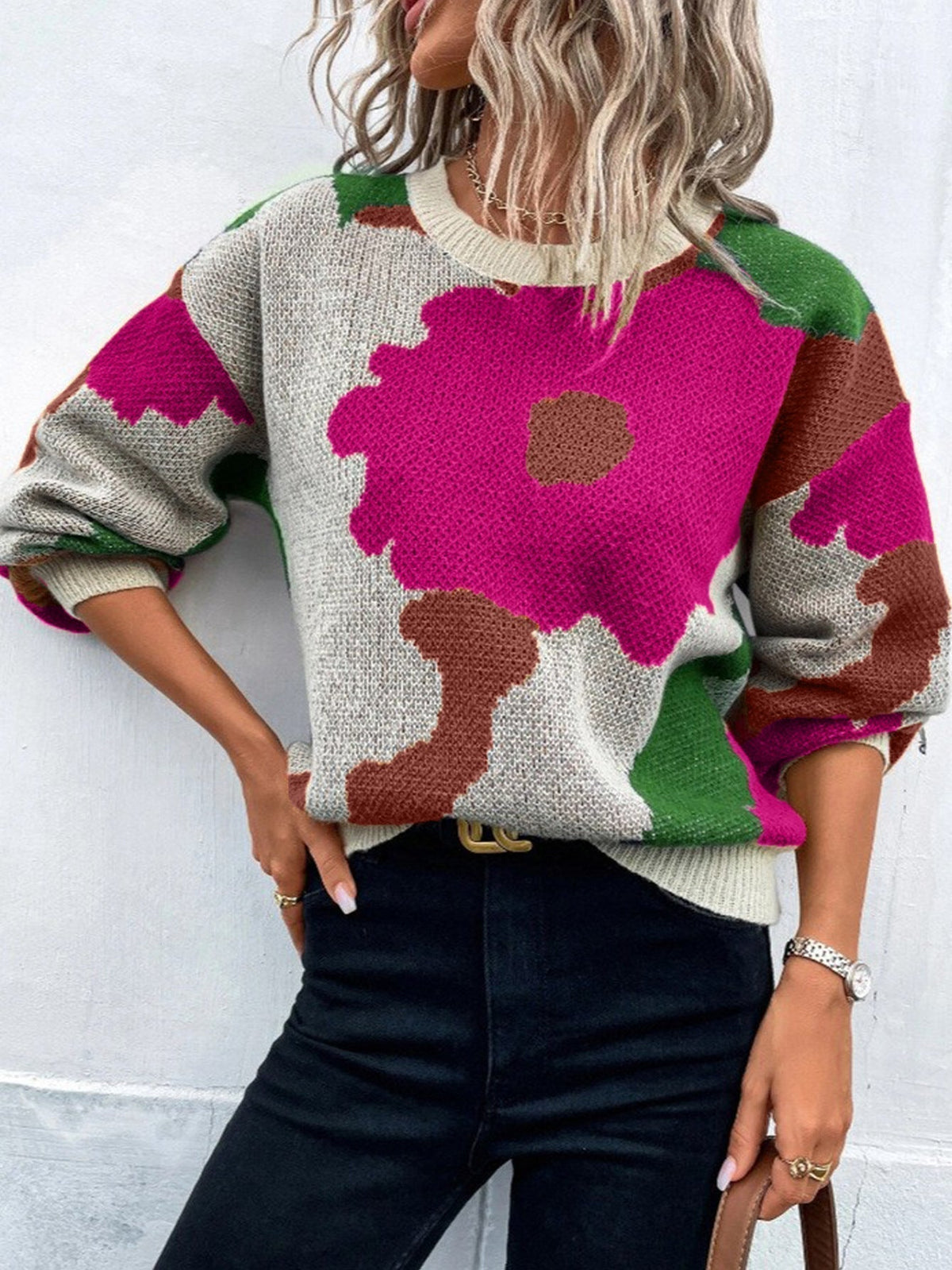 Camila | Suéter de Punto Floral Artístico