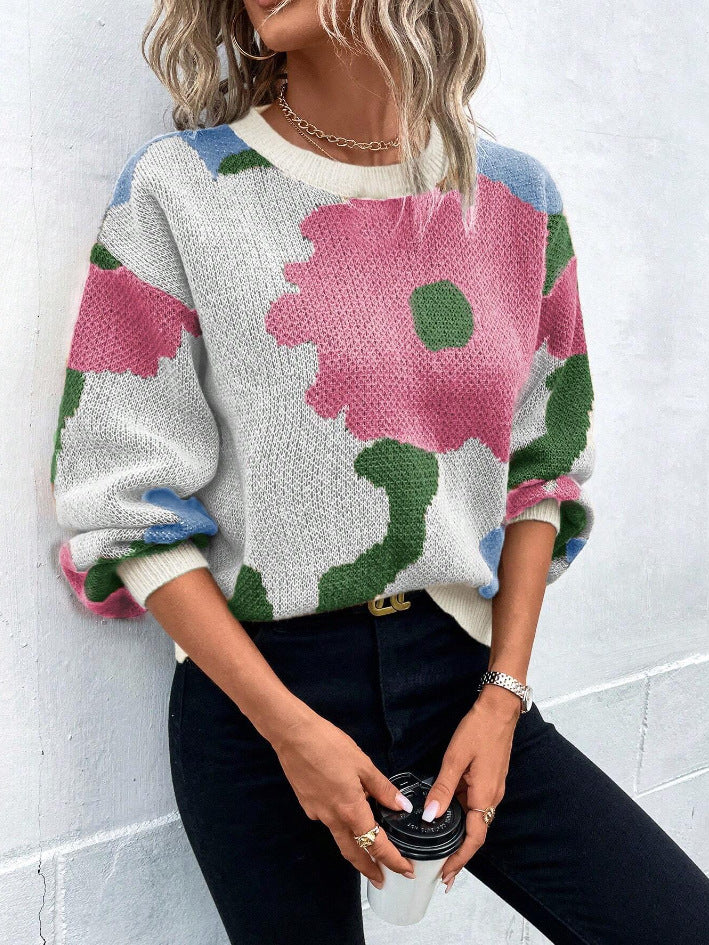 Camila | Suéter de Punto Floral Artístico