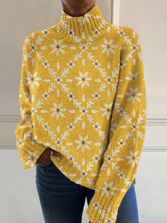 Ingeborg | Suéter Floral de Cuello Semialto