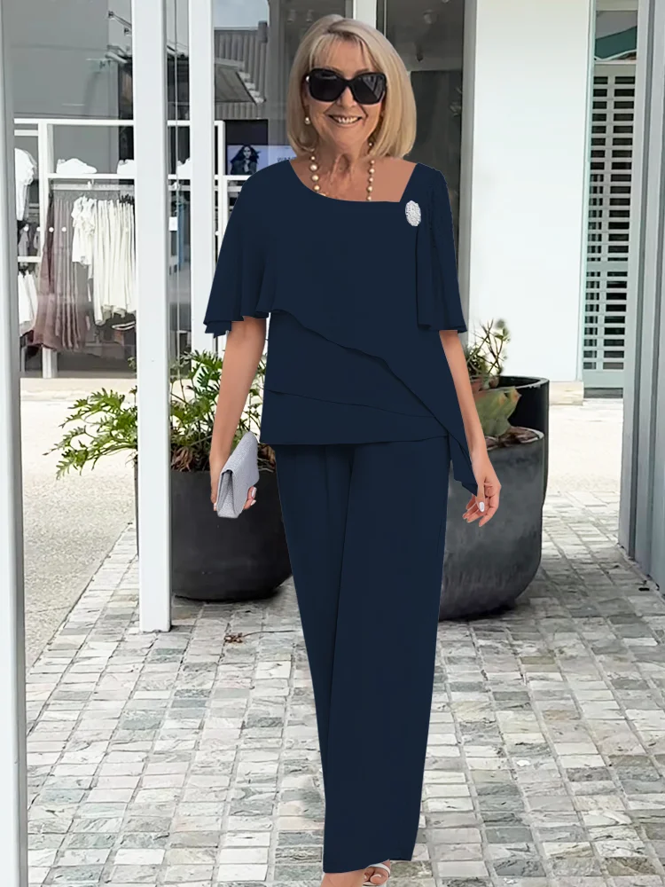 Ninon | Conjunto de Blusa Asimétrica en Capas y Pantalón Amplio