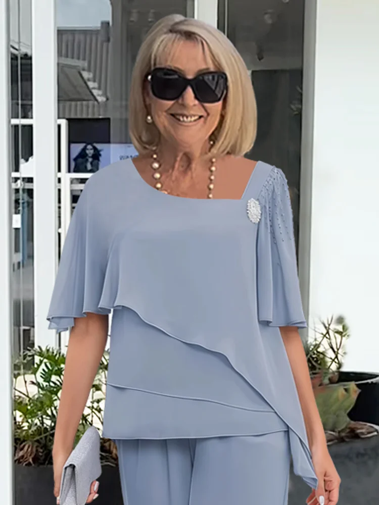Ninon | Conjunto de Blusa Asimétrica en Capas y Pantalón Amplio