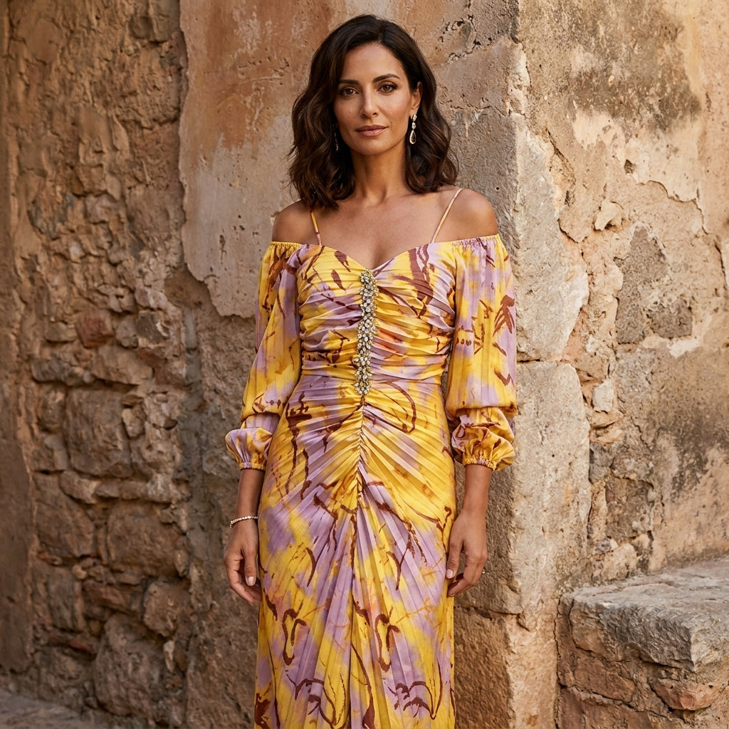 Gregoria | Vestido Largo de Mujer Floral con Escote Profundo