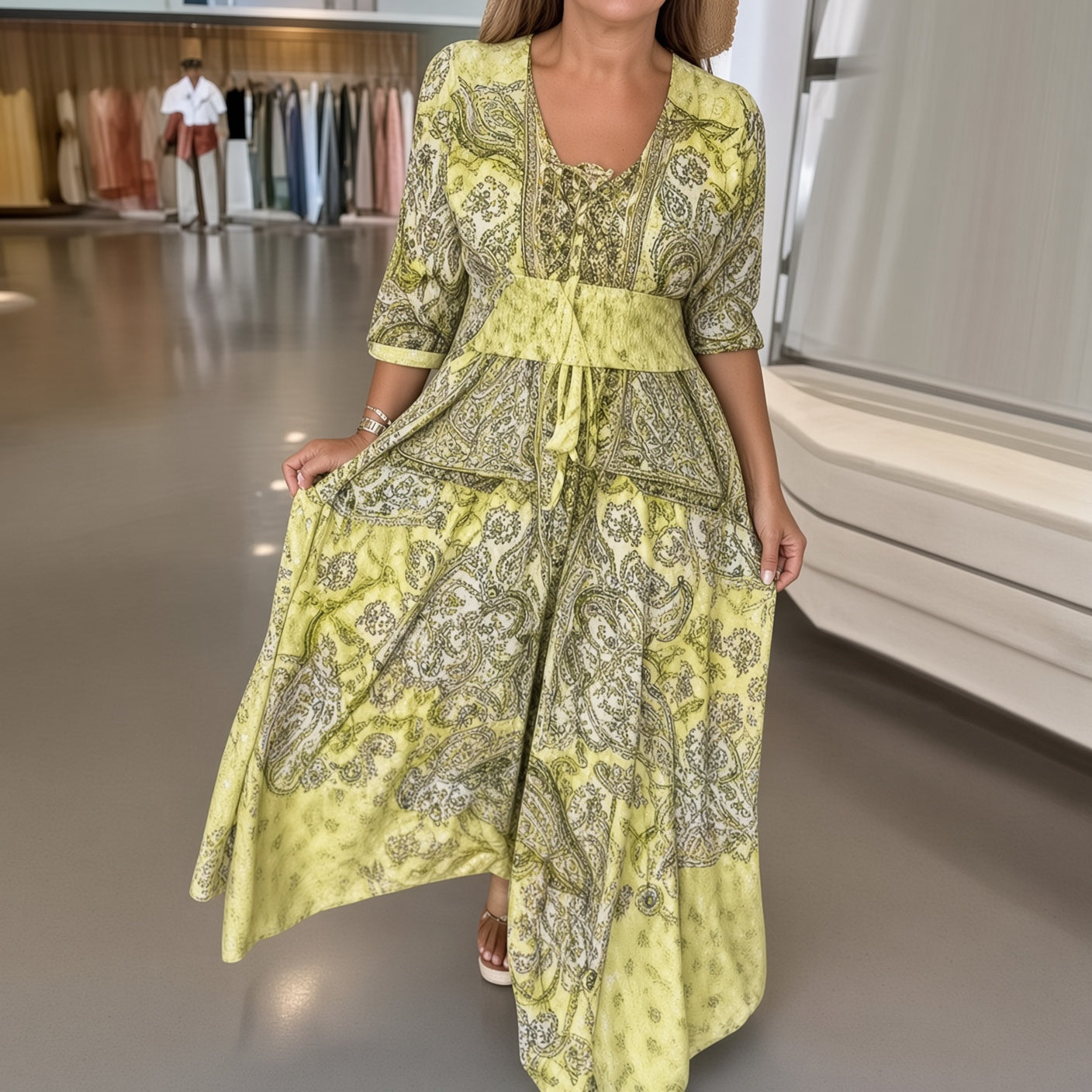Diletta | Vestido con estampado floral - Amarillo