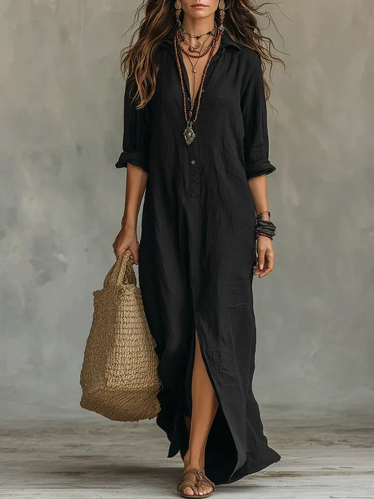 Celina | Vestido Maxi Amplio con Botones