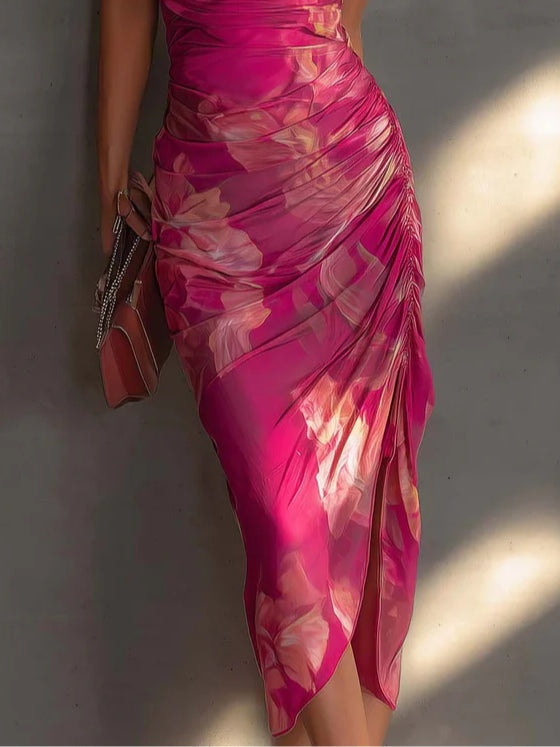Vestido Bodycon Sin Mangas con Estampado Floral Fiusha