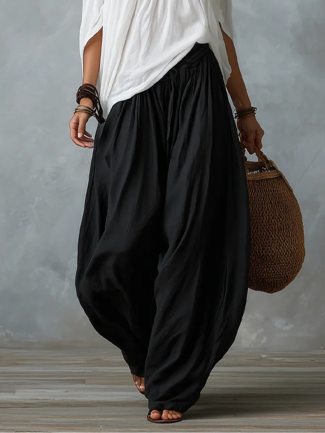 Conjunto de Top Blanco Off-Shoulder y Pantalón Ancho