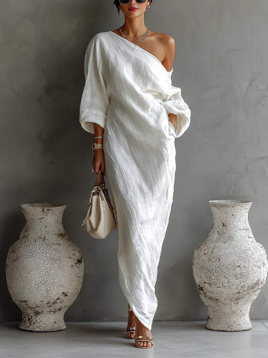 Beatrice | Vestido maxi de un hombro con encanto refinado