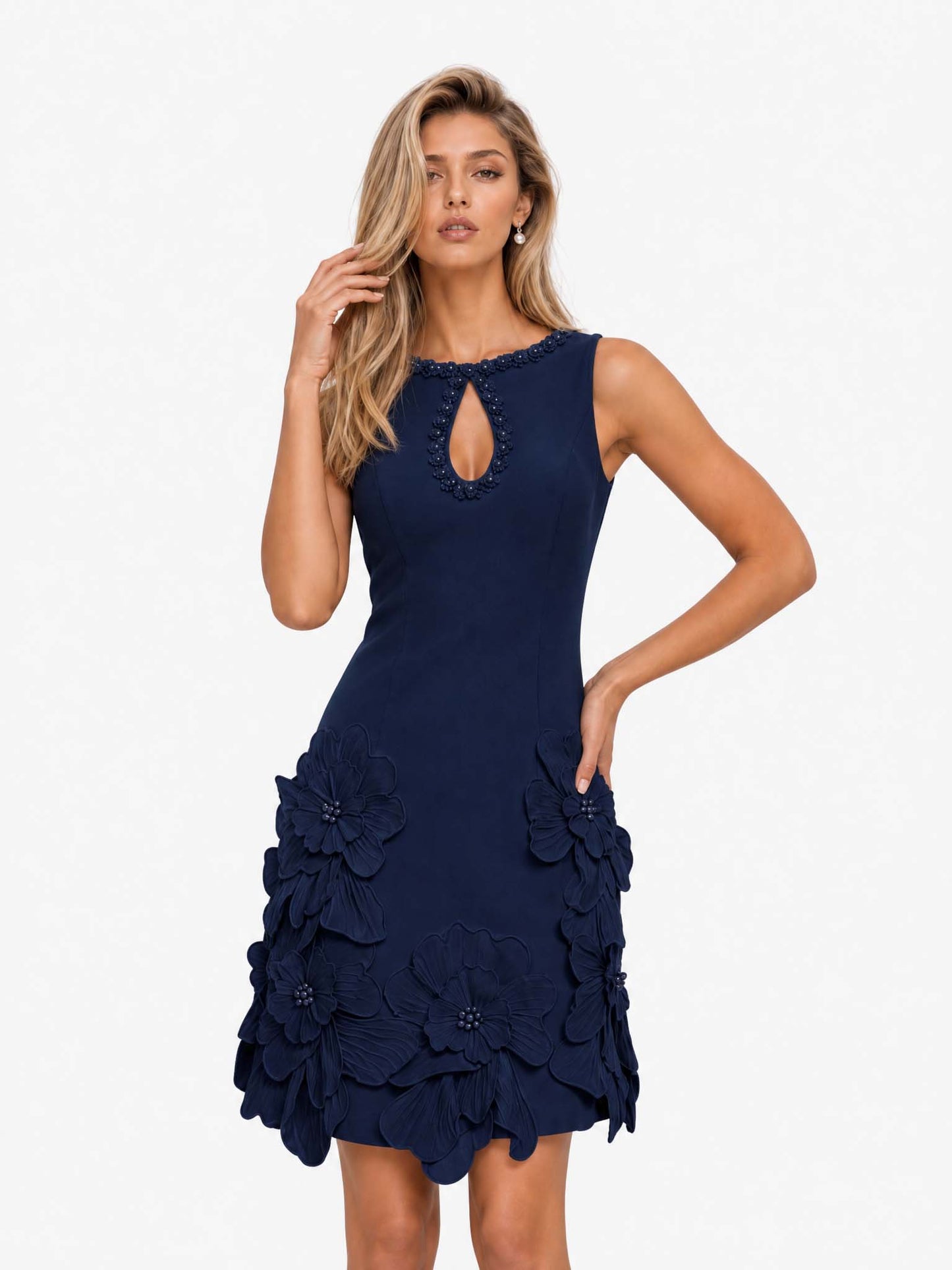 Vestido Mini Elegante Sin Mangas con Recorte