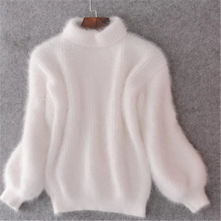Suéter tejido de angora Kanita color blanco