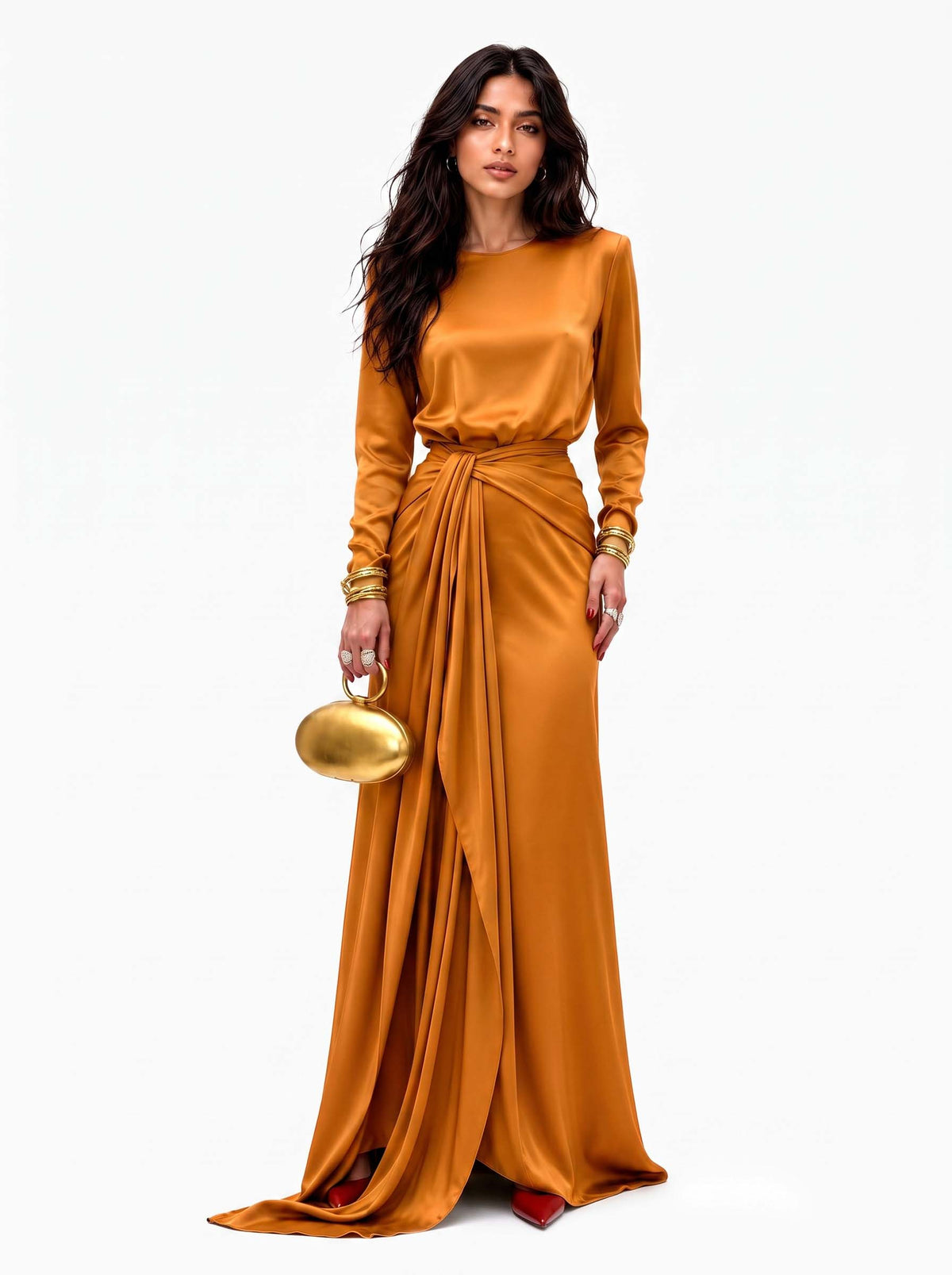 Cassandra | Vestido Largo de Mujer de Satín Drapeado