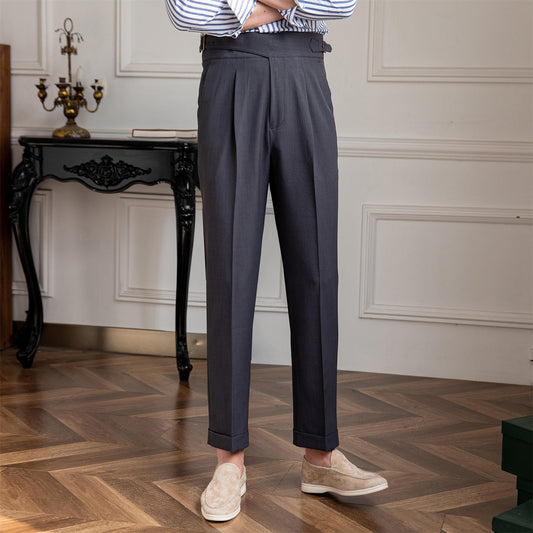 Pantalón "Monza" Gurkha de Pierna Recta con Pliegue