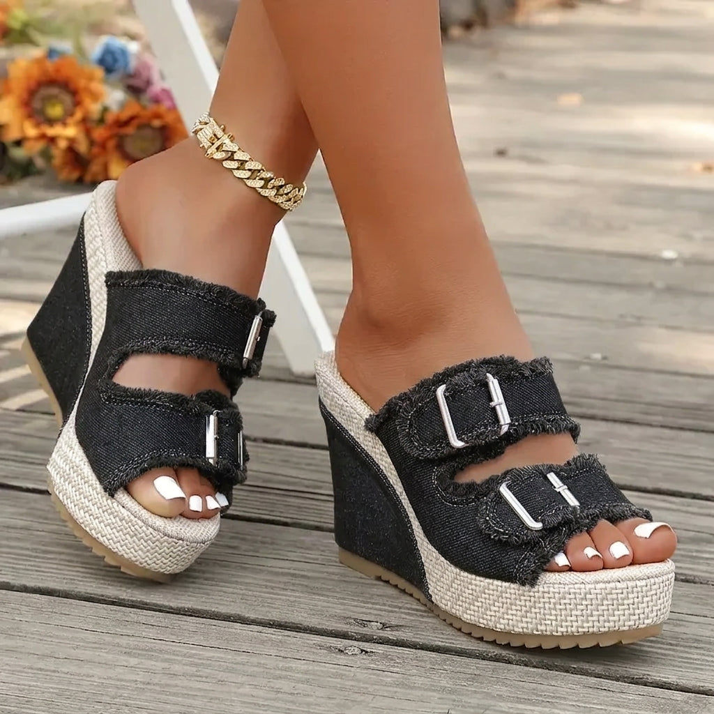 Atelier | Sandalias de Plataforma con Borde Deshilachado