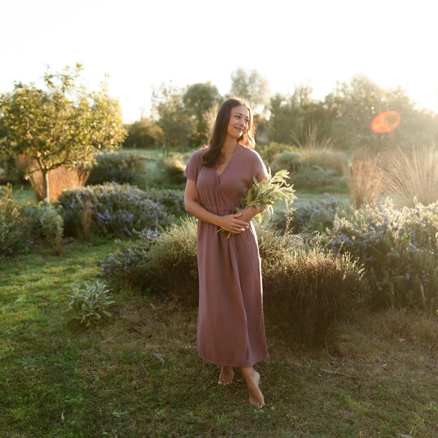 Vestido cruzado midi de muselina Milva