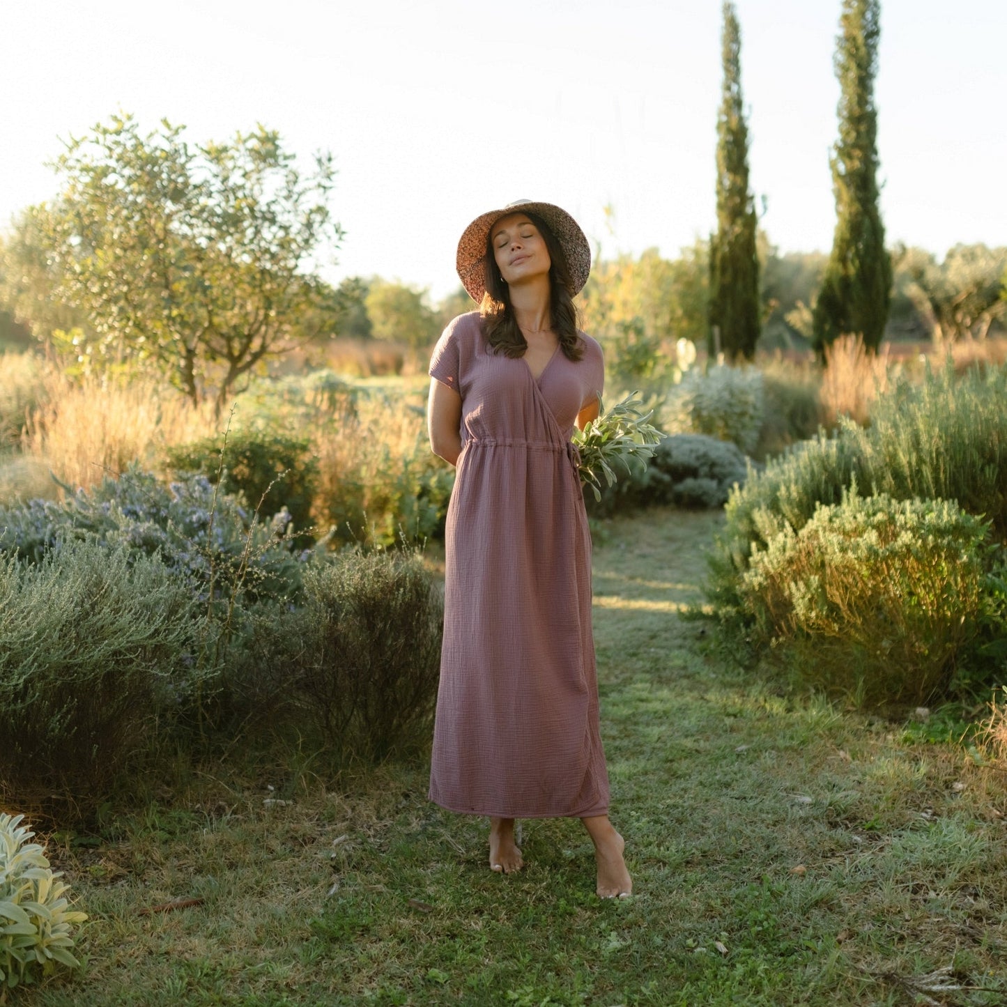 Vestido cruzado midi de muselina Milva