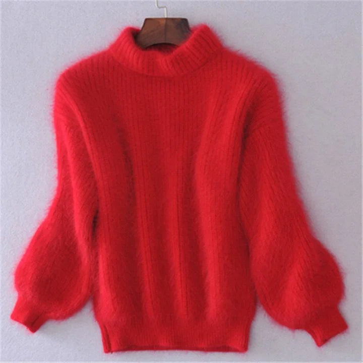 Suéter tejido de angora Kanita color rojo