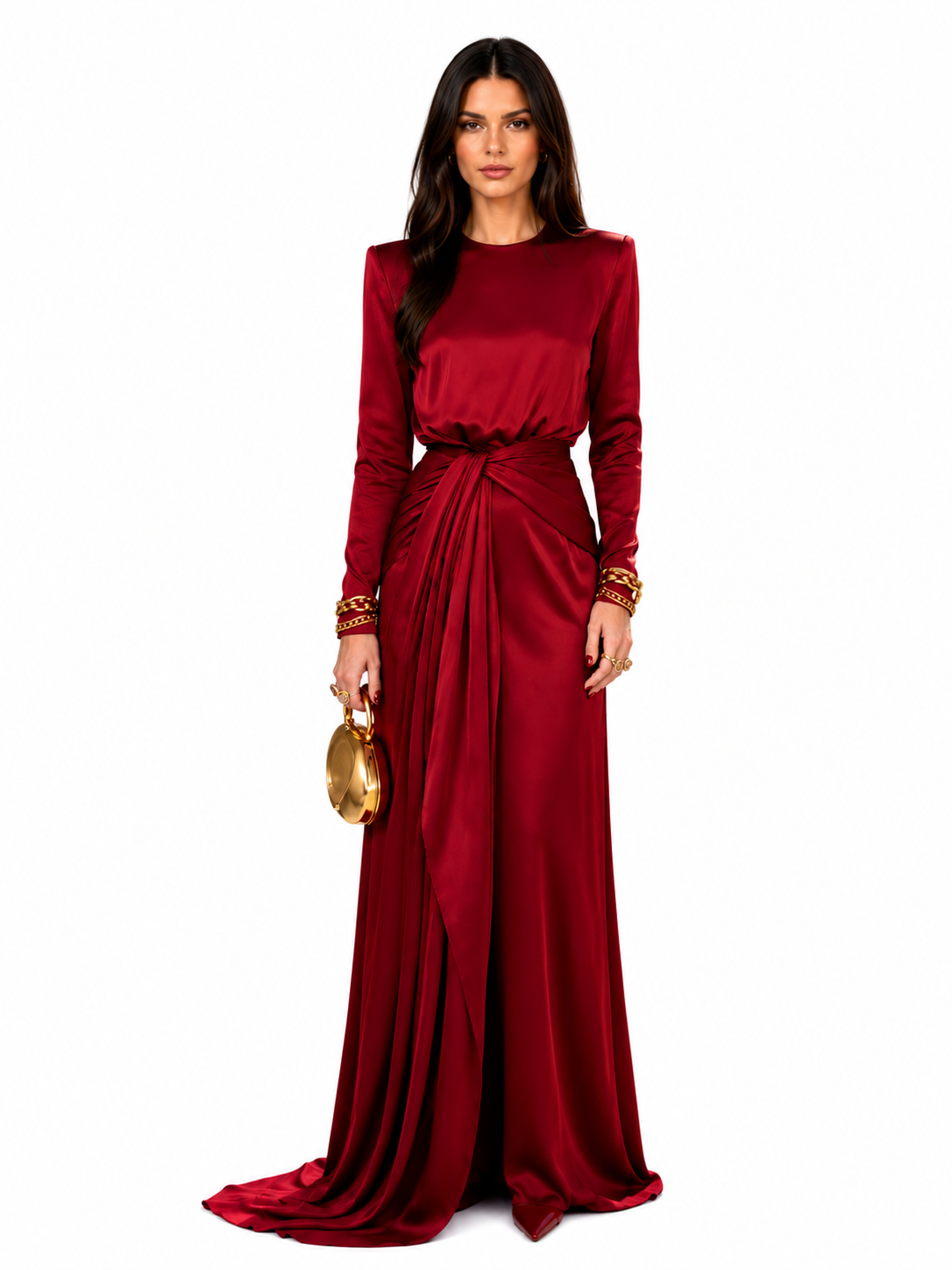 Cassandra | Vestido Largo de Mujer de Satín Drapeado