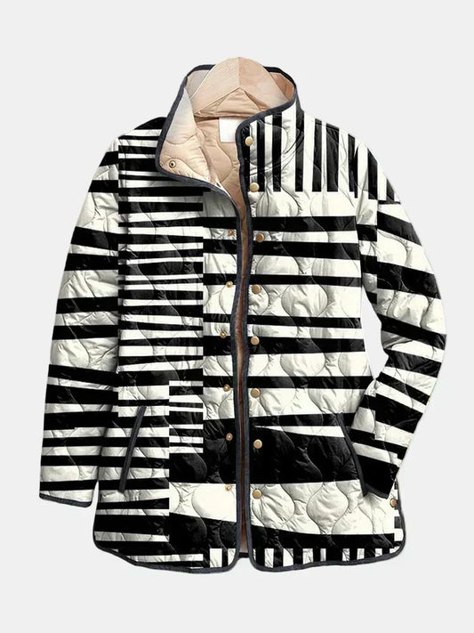 MIREN | Chaqueta Acolchada Abstracta Blanco y Negro
