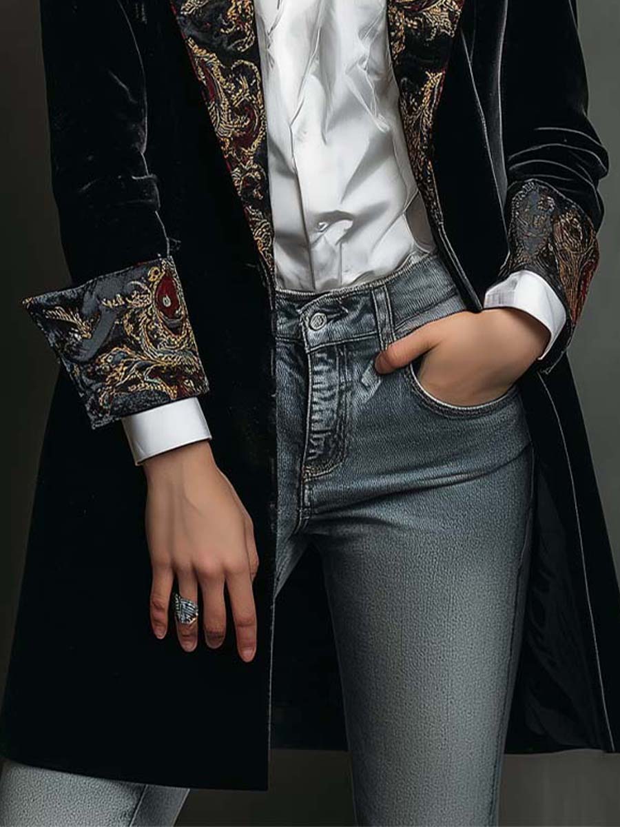 Léontine | Blazer Entallado con Estampado Barroco Negro