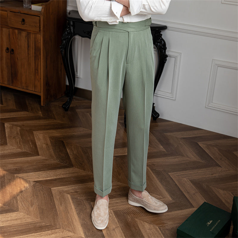 Pantalón "Portovenere" Gurkha con Botón y Pliegue