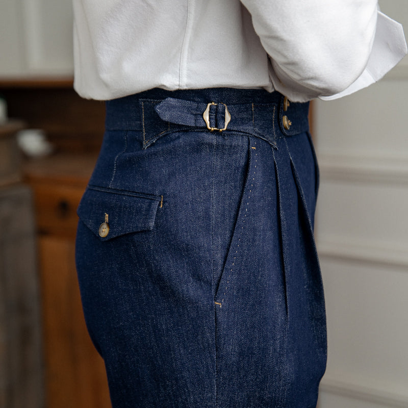 Pantalón de Mezclilla "Rome" Estilo Workwear con Doble Pliegue
