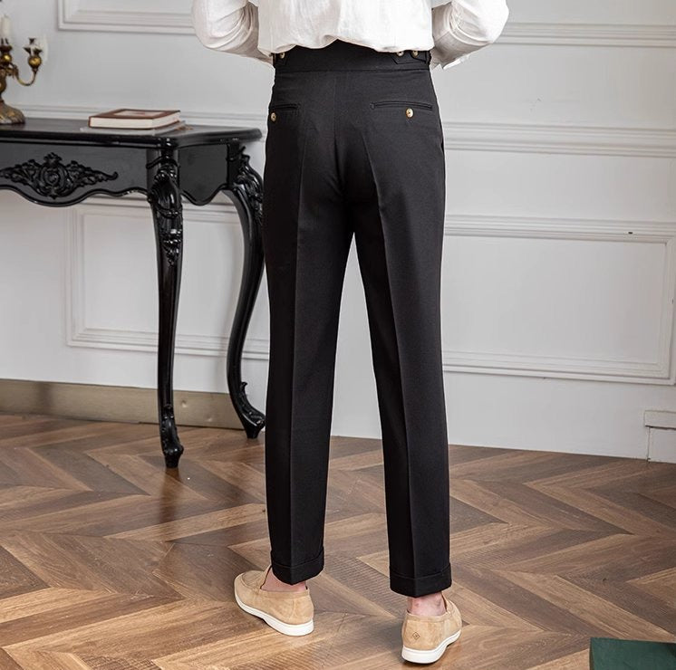 Pantalón "Portovenere" Gurkha con Botón y Pliegue