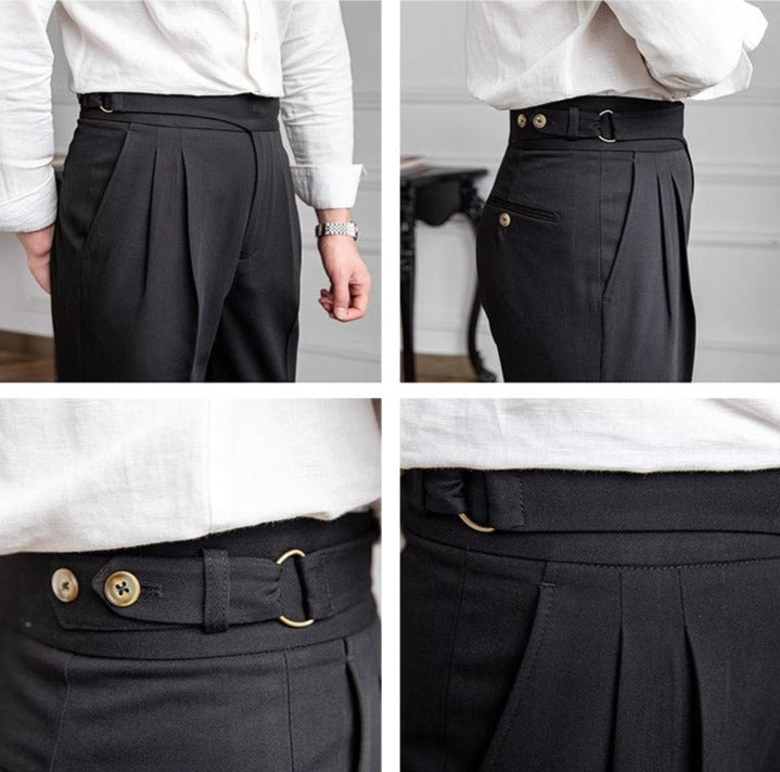 Pantalón "Portovenere" Gurkha con Botón y Pliegue