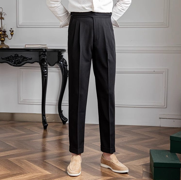 Pantalón "Portovenere" Gurkha con Botón y Pliegue
