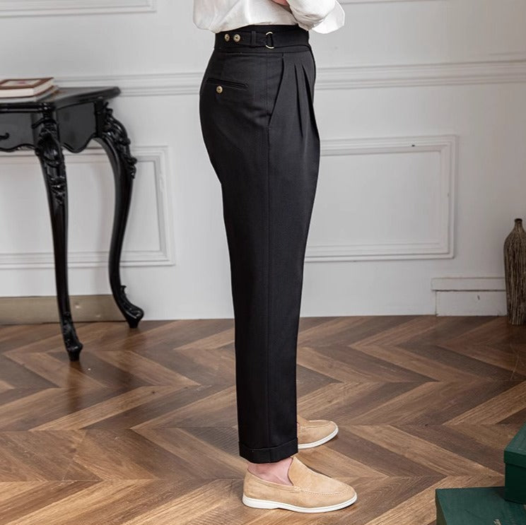 Pantalón "Portovenere" Gurkha con Botón y Pliegue