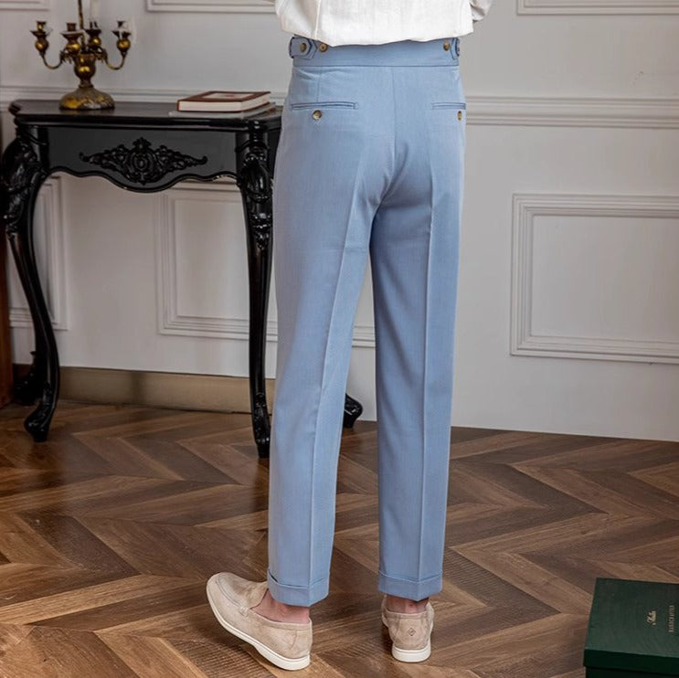 Pantalón "Portovenere" Gurkha con Botón y Pliegue