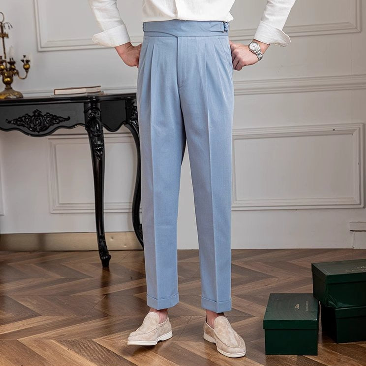 Pantalón "Portovenere" Gurkha con Botón y Pliegue