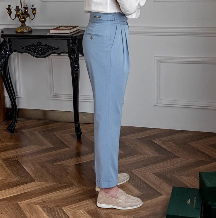 Pantalón "Portovenere" Gurkha con Botón y Pliegue