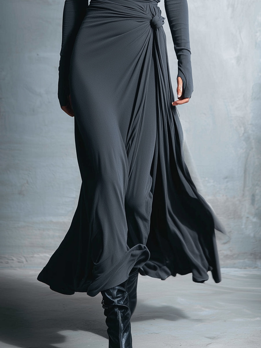 Natalia | Vestido Maxi con Moño Lateral