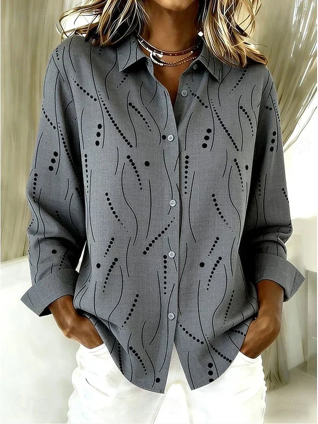 Mónica | Blusa Casual con Estampado de Líneas Punteadas