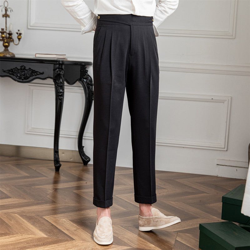 Pantalón "Moneglia" con Pliegue, Corte Recto