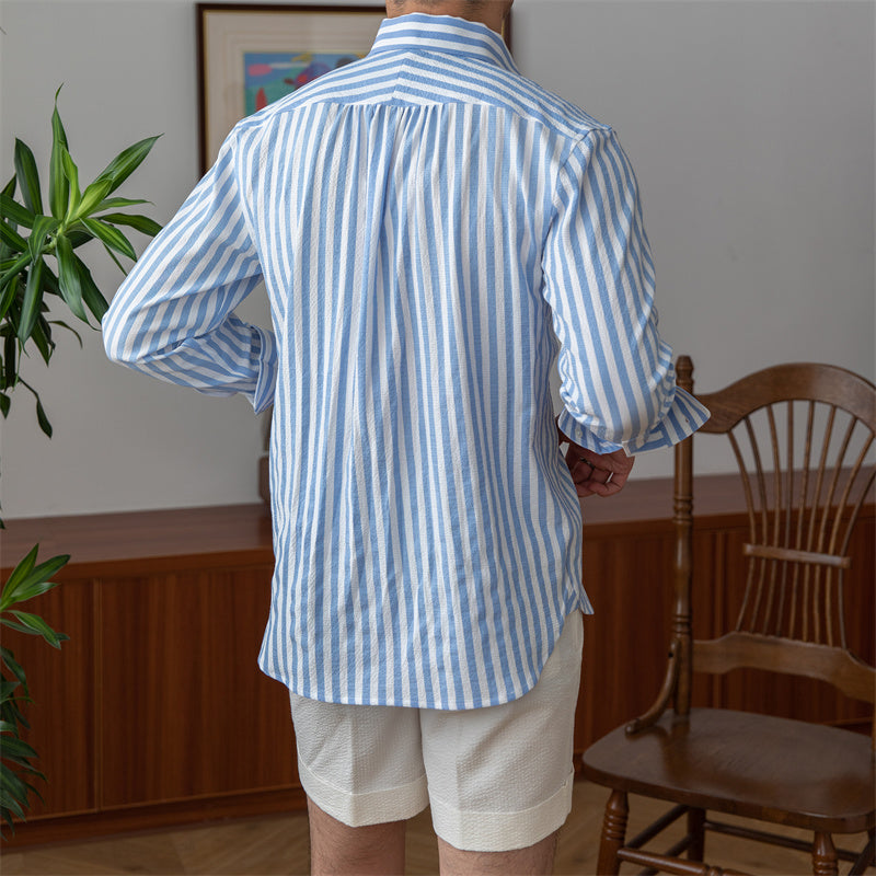 Camisa "St. Tropez" de Seersucker a Rayas