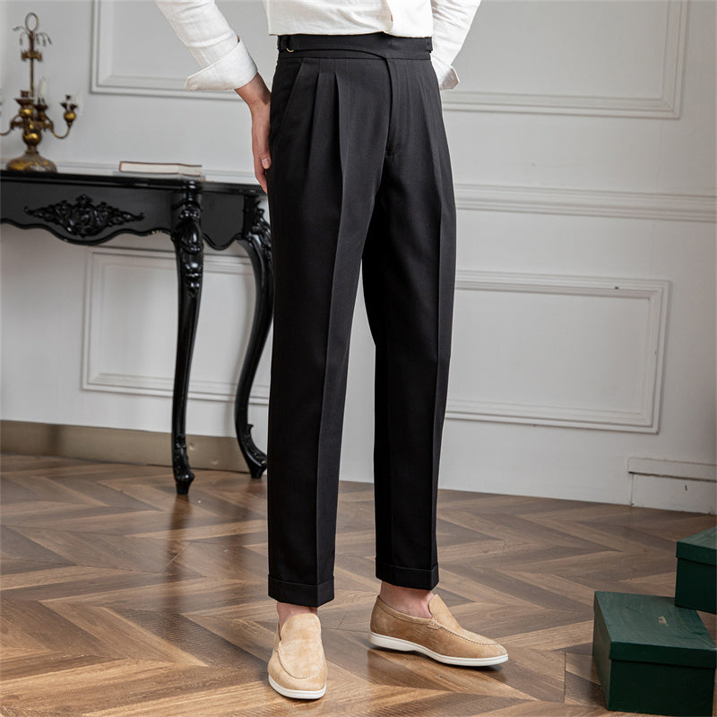 Pantalón "Portovenere" Gurkha con Botón y Pliegue