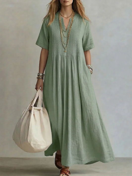 Diletta | Vestido Plisado Verde Salvia
