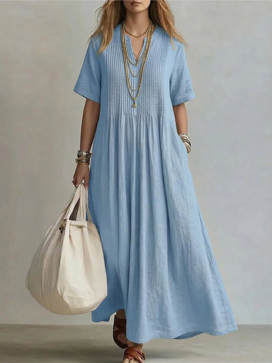 Diletta | Vestido Plisado Azul Cielo