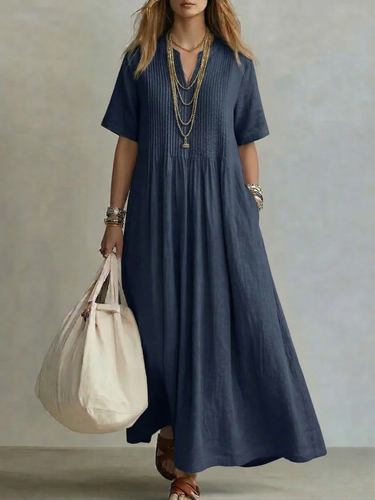 Diletta | Vestido Plisado Azul Marino