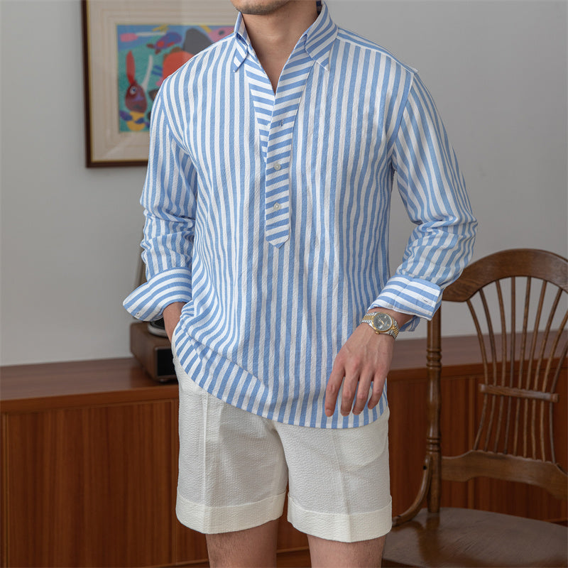 Camisa "St. Tropez" de Seersucker a Rayas