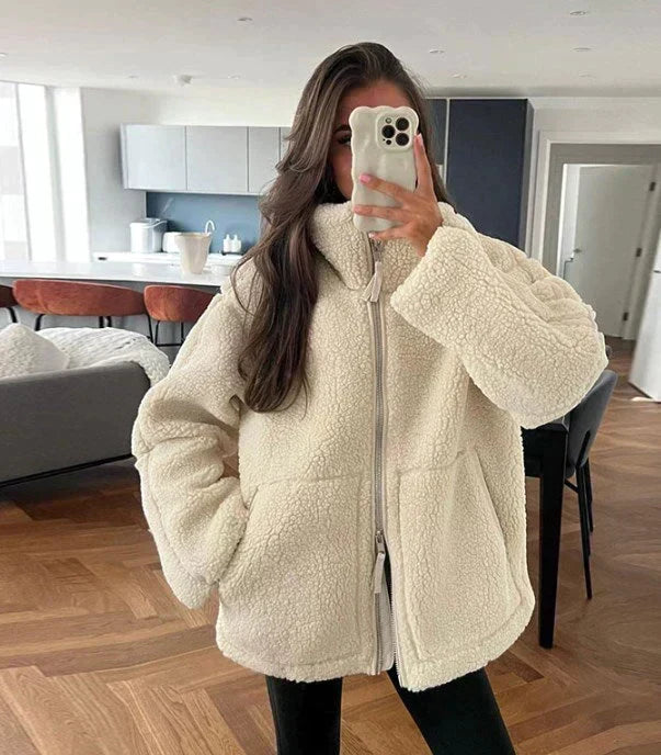 Silvana | Chamarra Teddy Oversize Cuello Alto