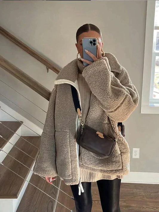 Silvana | Chamarra Teddy Oversize Cuello Alto