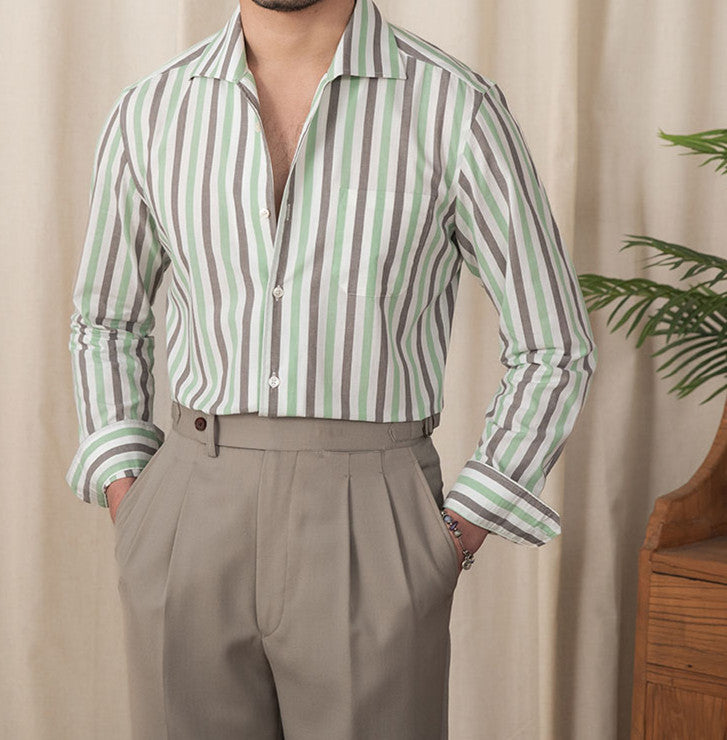 Camisa "Amalfi" de Algodón a Rayas, Manga Larga