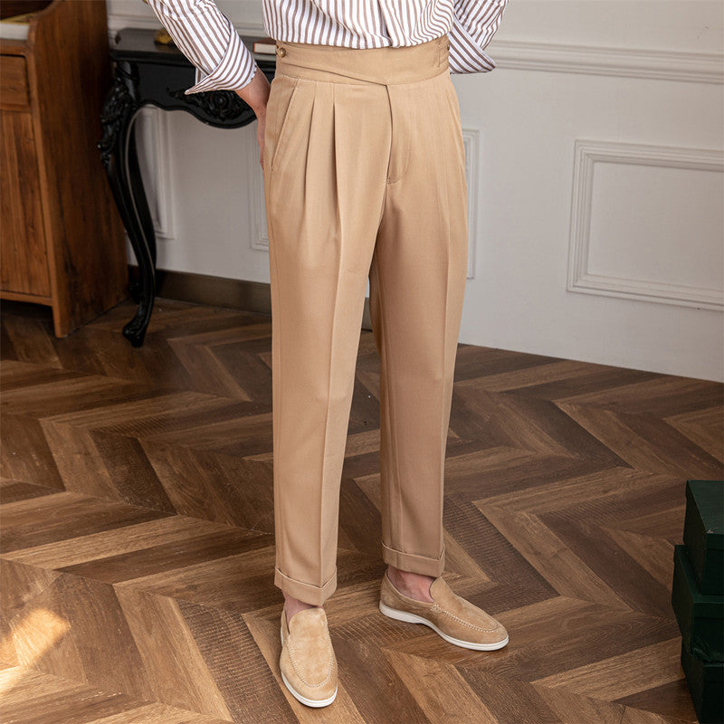Pantalón "Moneglia" con Pliegue, Corte Recto